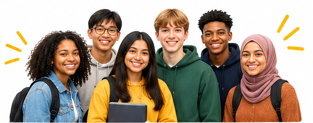 Group of students smiling together